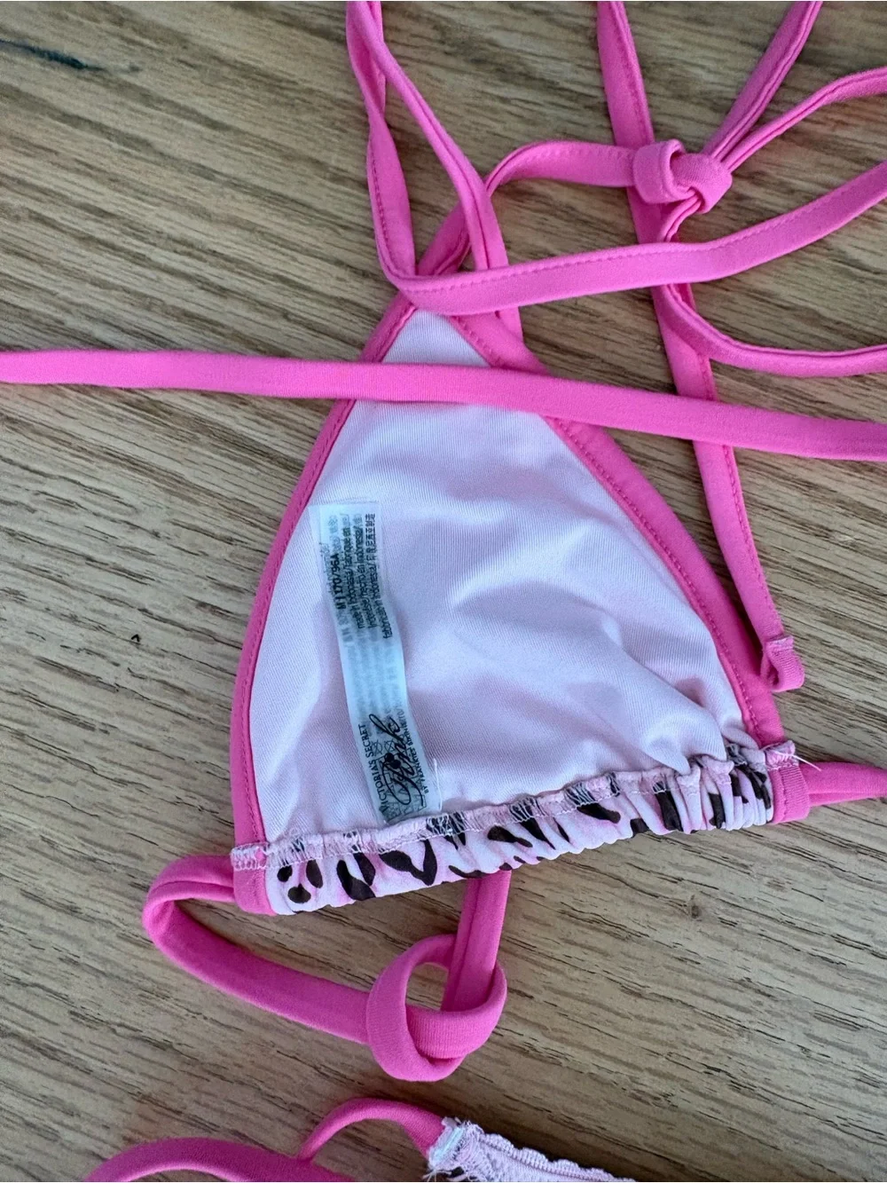 Frankie's Bikinis Pink Leopard Print Triangle Tie-Side Bikini